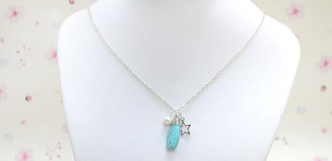 Making a Dainty Charm Necklace with Turquoise and Pearl