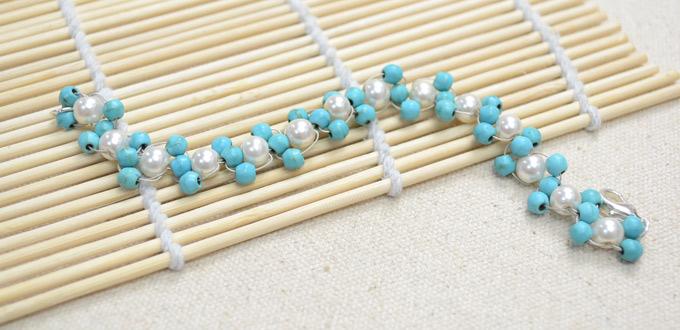 Making a Cool Diagonal Striped Bracelet with Turquoise and Pearl Beads