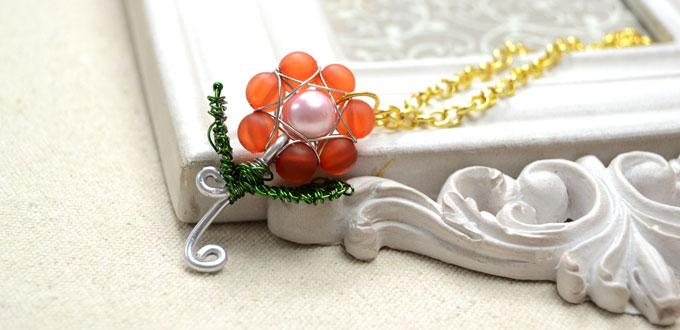 Tutorial - Make a Delicate Rose Flower Pendant with Beads and Wire