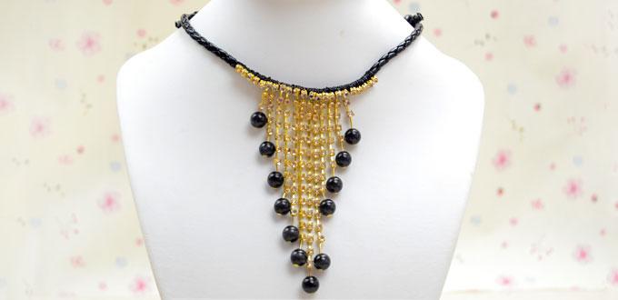 4 Steps to Make a Vintage Choker Necklace with Cat Eye Beads and Rhinestone Chain