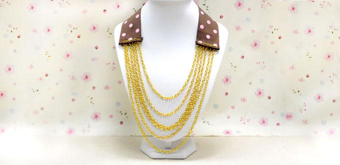 Instructions on Making a Long Chain and Ribbon Necklace at Home