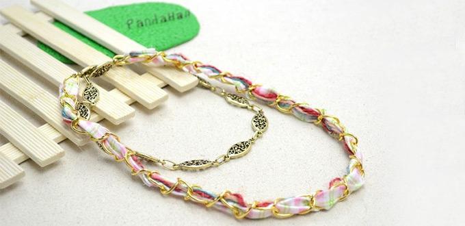 Instructions on Making a Nifty Multi Strand Necklace with Fabric and Chains