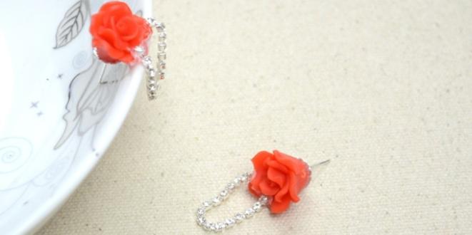 How to Make Flower Rhinestone Wedding Earrings with Clay Beads