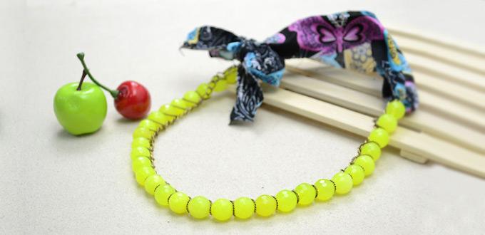 Redesign Jewelry Idea - How to Make a Summer Beaded Chain Necklace with Fabric