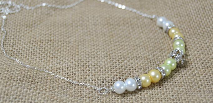 How to Make a Chunky Pearl Necklace with Rhinestone and Chain