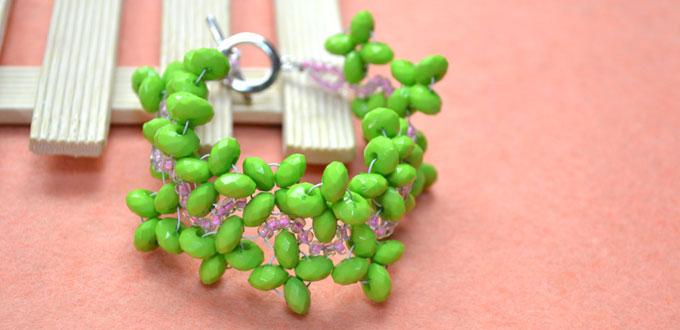 How to Make Spring Beaded Cuff Bracelet with Seed Beads and Acrylic Beads
