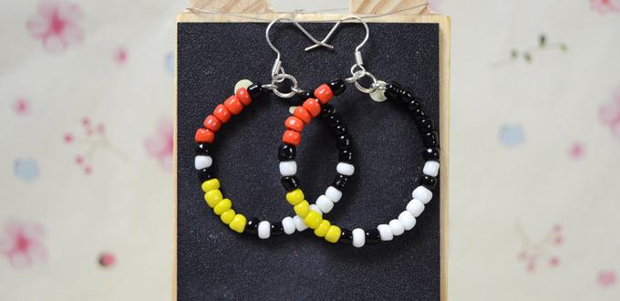 How to Make Native American Beaded Hoop Earrings with Four-Colored Seed Beads