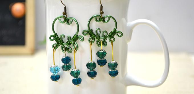 Tutorial on Making Heart-Shaped Earrings with Wires and Glass Beads