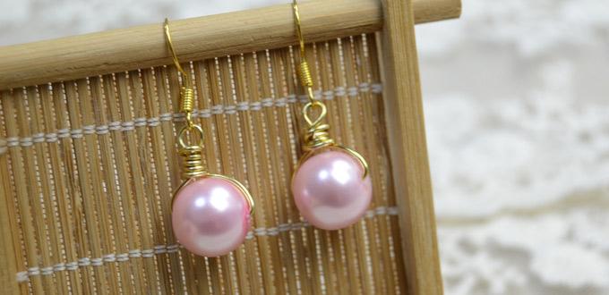 How to Make Pearl Drop Earrings with Pink Pearls and Golden Wires