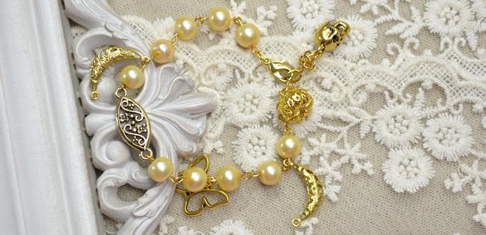 Wedding Jewelry Idea-Making Pure Pearl Bracelet with Charms