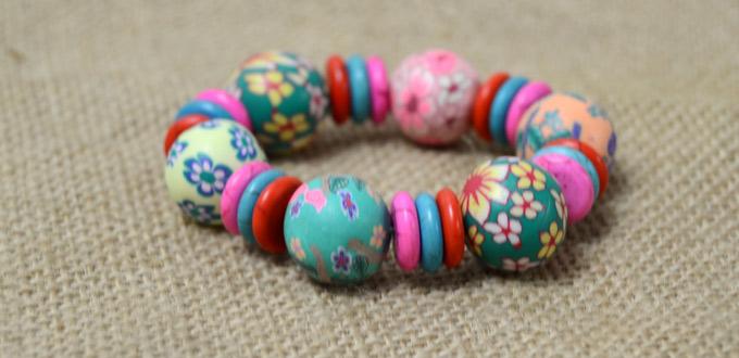 SIMPLE POLYMER CLAY BEADS BRACELET HOW TO MAKE 