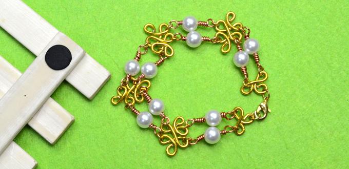 How to Make 2 in 1 Cooper Wire Bracelet with Pearl Beads