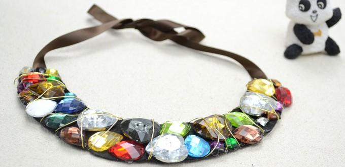 Fashion Jewelry Ideas- Making a Bib Rhinestone Necklace with Colourful Glass Beads for Women