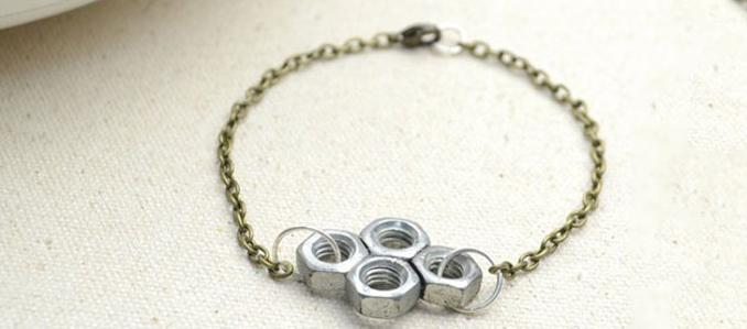 How to Make a Personalized Hex Nut Bracelet with Bronze Chain 