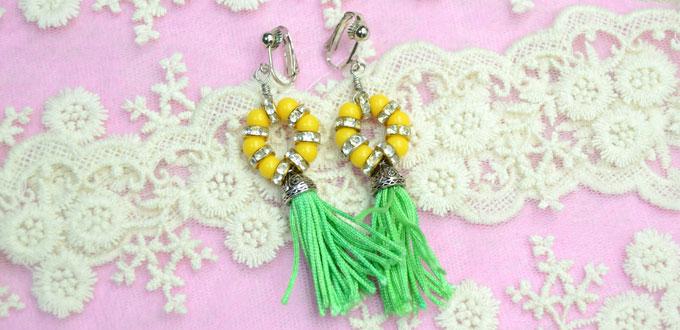 Fashion Jewelry Designs- Making Tassel Drop Earrings with Beads and Nylon Thread