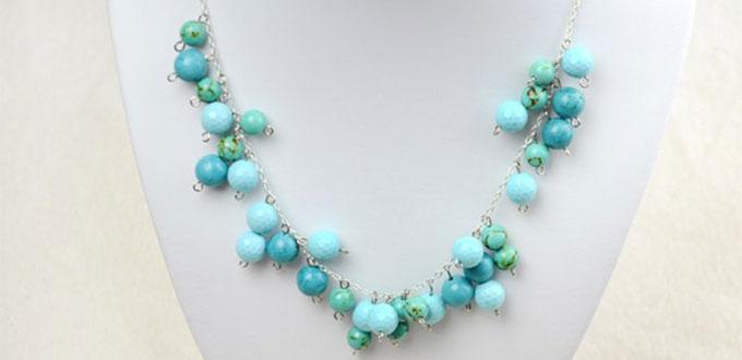 Easy Steps on How to Make a Long Turquoise Beaded Chain Necklace 