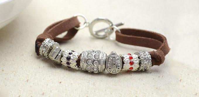 How to Make a Personalized Suede Cord Bracelet with Pandora Style Beads