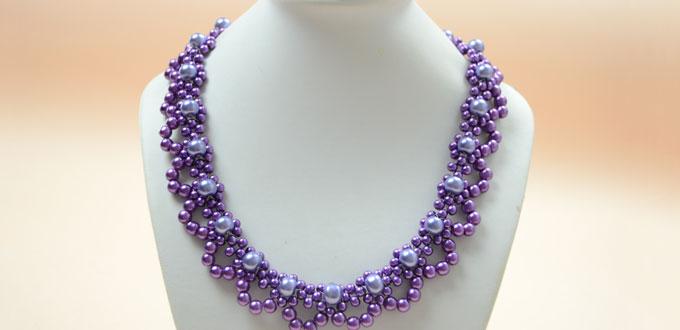 How to Bead a Purple Pearl Lace Necklace for Brides