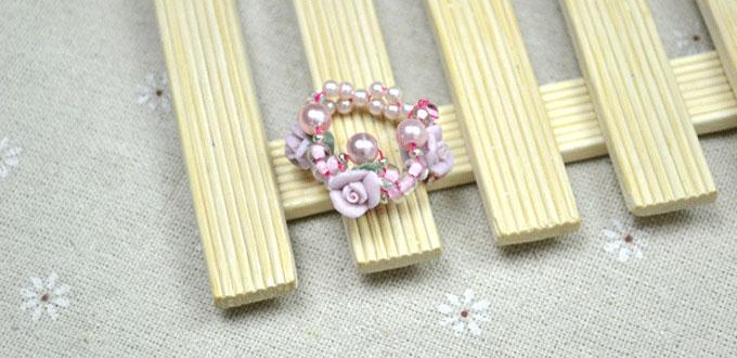 Pink Jewelry Design- Making Flower Beaded Rings with Pearl and Clay Beads