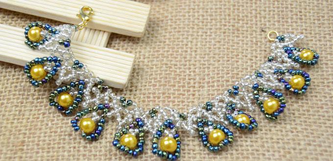 How to Make an Indian-style Netted Bracelet with Pearl and Iris Seed Beads