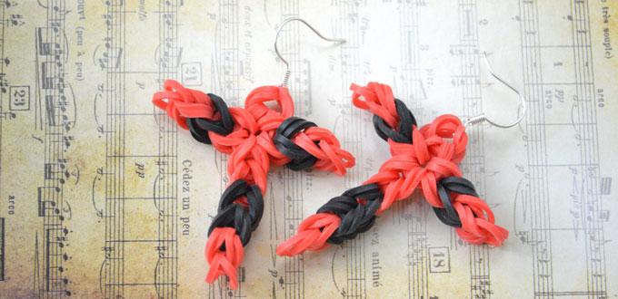 2 Steps Tutorial on How to Make Rubber Band Cross Earrings without a Loom