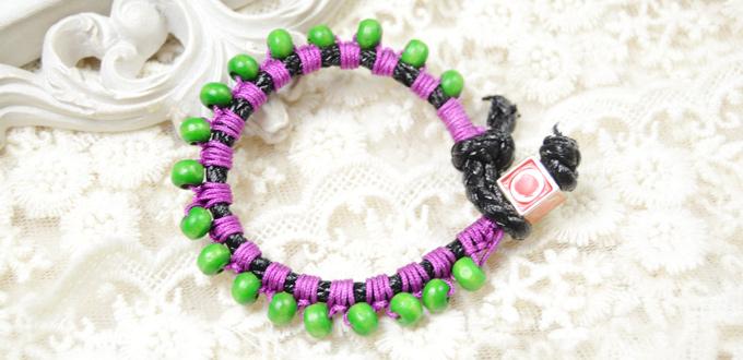 How to Make Mung Macrame Bracelet with Wood Beads Step by Step