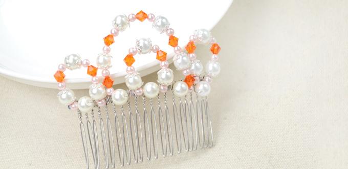 How to Make a Crown Wedding Hair Comb with Pearl and Crystal