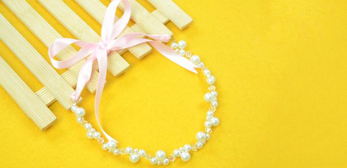 Bridal Jewelry on Making a Pearl Wedding Necklace with Ribbon