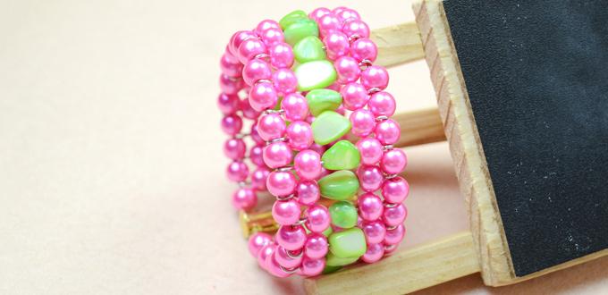 How to Make a Hot Pink Shell Pearl Bracelet with Eyepin