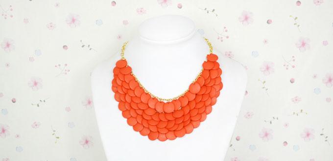 How to Make an Orange Bib Statement Necklace with Beads 