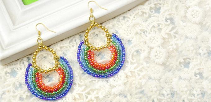 How to Make Your Own Multi Colorful Hoop Earrings with Seed Beads