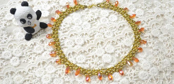 How to Make a Sunburst Gold Beaded Necklace for Autumn