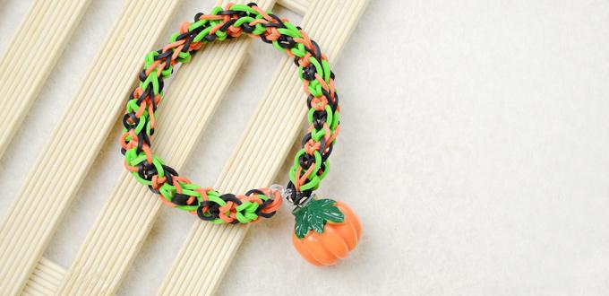 How to Make a Cool Rubber Band Bracelet with Pumpkin Charm