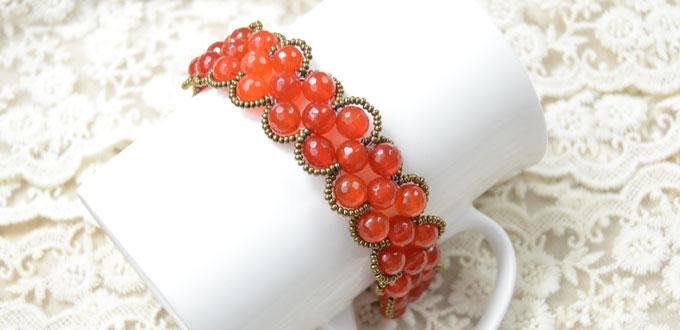 How to Make an Easy Beaded Double Wave Bracelet with Agate Beads 