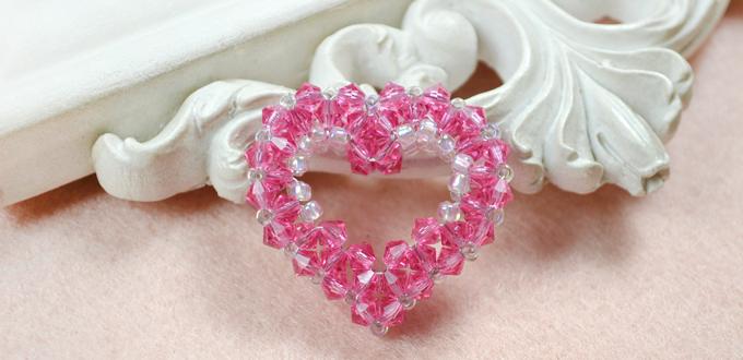 How to Make a 3D Crystal Beaded Heart Pendant Step by Step
