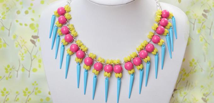 How to Make Your Own Multi Colored Statement Necklace with Acrylic Beads and Chain