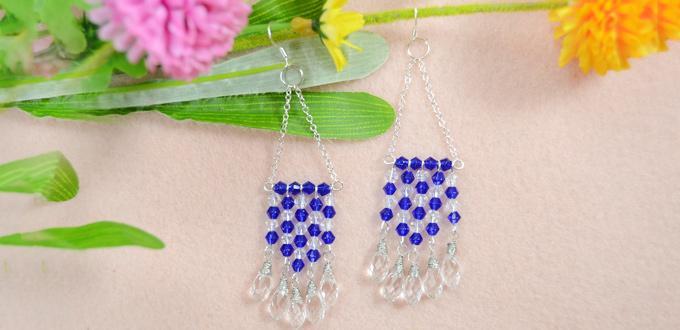 How to Make Your Own Blue Crystal Beaded Fringe Earrings with Chain 