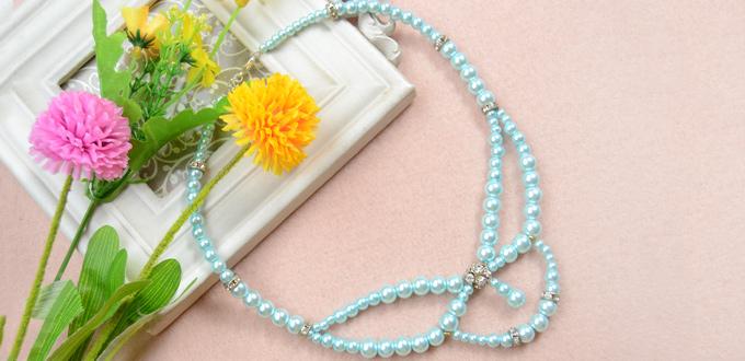 Best Office Lady Partner-Make Your Own Light Cyan Pearl Collar Necklace