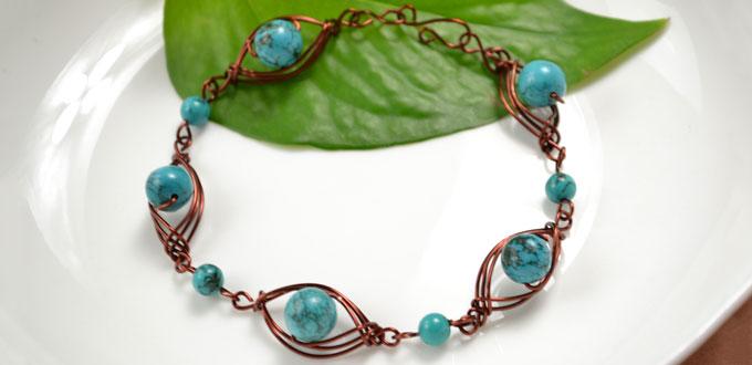 How to Make Wire Wrapped Bracelets with Turquoise Stones