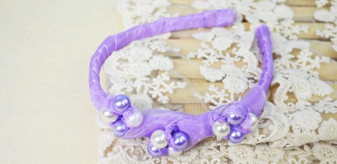 How to Make a Handmade Purple Ribbon Hair Accessory with Pearl Beads