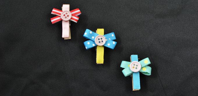 How to Make a Lovely Photo Clip with Recycled Ribbons, Wood Clips and Buttons
