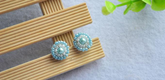 How to Make a Pair of Shining Light Cyan Pearl Stud Earrings 