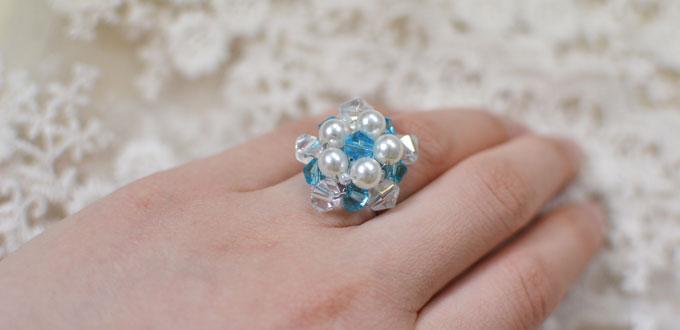Tutorial on Making a Marine Style Star-shaped Jewelry Ring with Pearls and Crystals