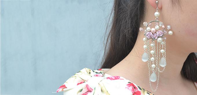 A Detailed Tutorial on a Pair of Romantic Pearl and Flower Earrings DIY