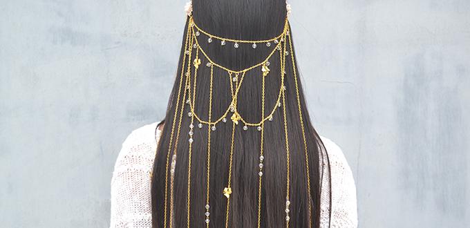 New Idea on Making a Chain Headpiece Jewelry with Flower Pendants