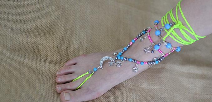 Free Charm Anklet Tutorial-How to Make a Candy Color Tibetan Anklet with Beads and Threads