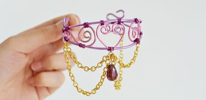 How to Make a Wire Wrapped Bangle Bracelet with Cross Gold Chain