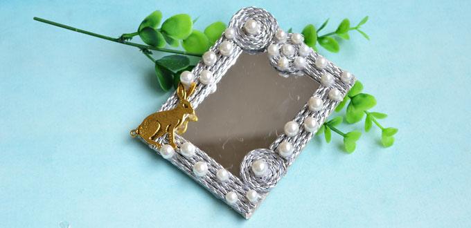 Easy Decor Ideas on DIY Cute Mirror with Leather Cords and Pearl Beads
