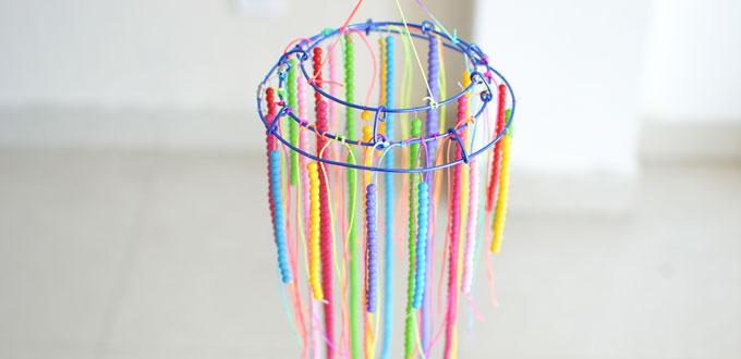 DIY Beaded Chandelier - How to Make Hanging Decoration with Colorful Acrylic Beads