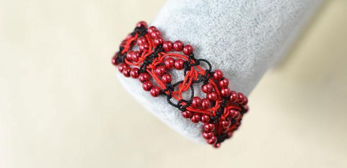 How to Make an Adjustable Red Woven Bead Bracelet